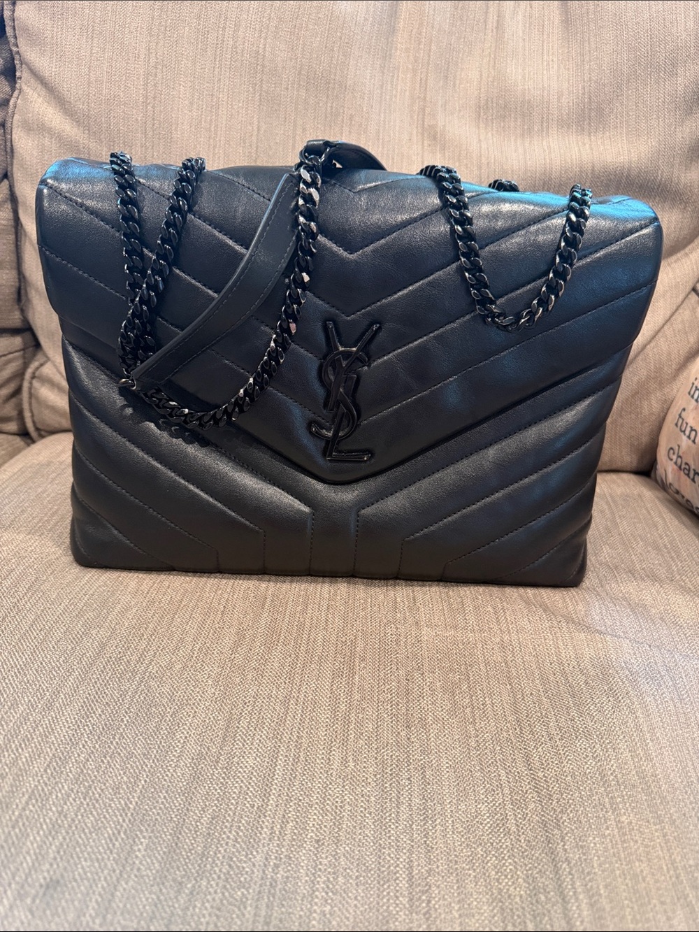 100% Authentic Yves Saint Laurent Medium Black Lou Lou Shoulder Bag